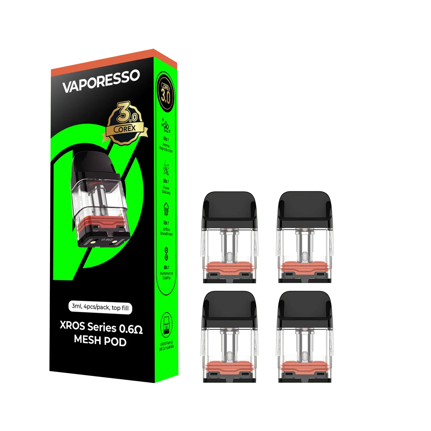Vaporesso XROS 0.6 Ohm Kartuş COREX 3.0 - (4&#39;lü Paket) (3ml)