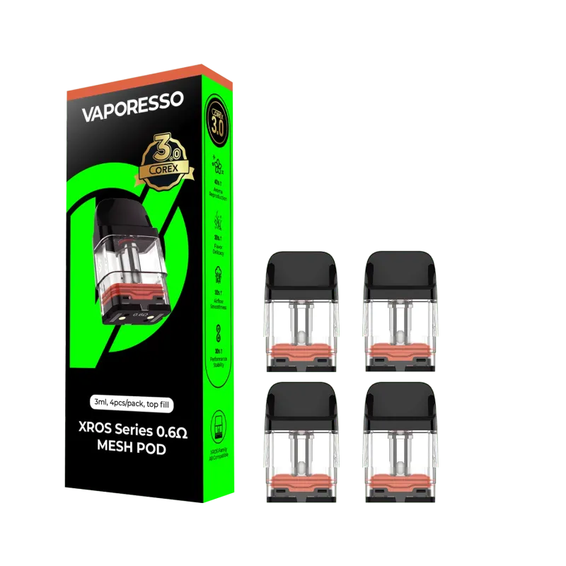 Vaporesso XROS 0.6 Ohm Kartuş COREX 3.0 - (4'lü Paket) (3ml) Vaporesso XROS 0.6 Ohm Kartuş COREX 3.0 - (4'lü Paket) (3ml)