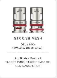Vaporesso GTX 0.3 Dual Mesh Ohm Yedek Coil – (5’li paket)