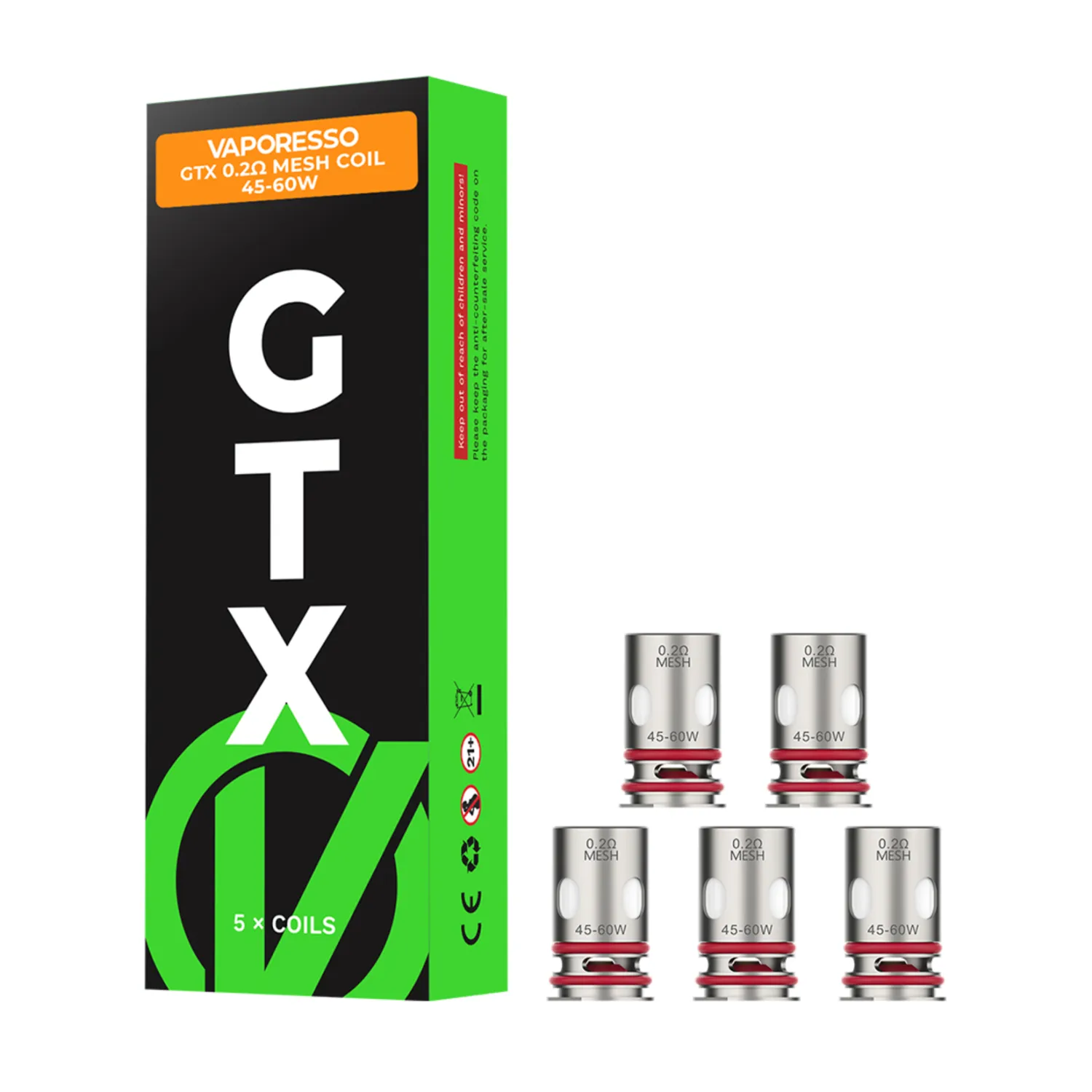 Vaporesso GTX 0.2 Ohm Dual Mesh Yedek Coil – (5’li paket), Coil Ohm Ve Adet: GTX 0.2 ohm  (5 Adet)