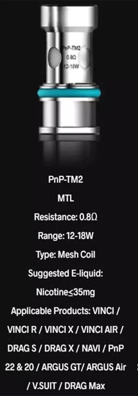 Voopoo PNP TM2 0.8 Ohm Coil (5'li Paket)
