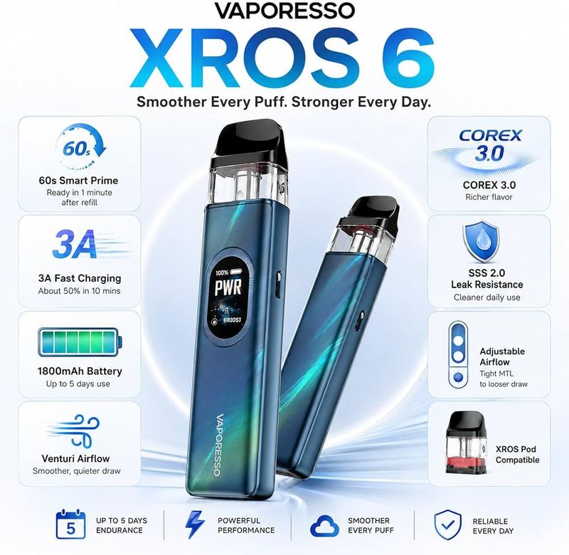 Vaporesso Xros 6 Pod Kit 1800mAh Vaporesso Xros 6 Pod Kit 1800mAh