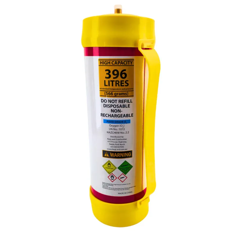 Oxygen Cylinder, 396 litre or 3.3l compressed