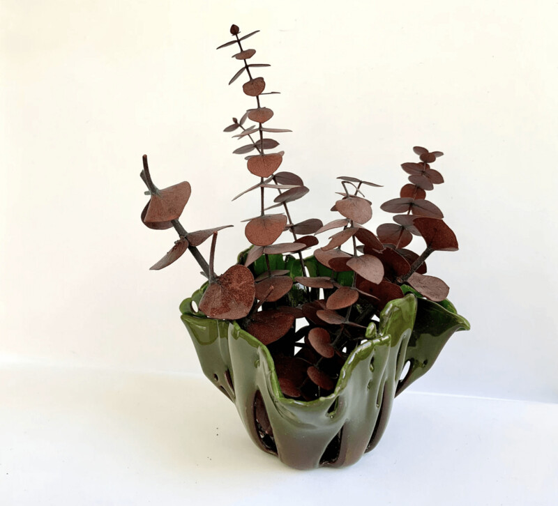 Earthy Freeform Glass Dry Flower Vase, Glass Art, Candle Holder
