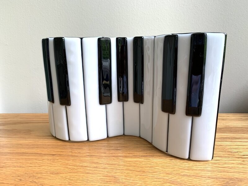 Glass Wave Piano Keyboard Sculpture, Glass Art, Music Gift