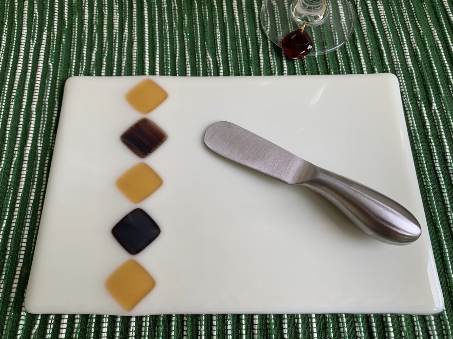 Touch of Autumn Glass Cheese Board, Cheese Spreader