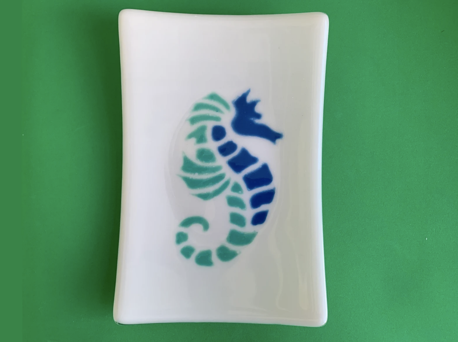 Fused Glass Seahorse Tray, Beach Decor