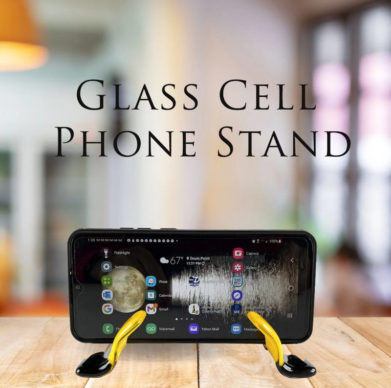 Fused Glass Cell Phone Stand, Maryland Flag, Horizontal Display