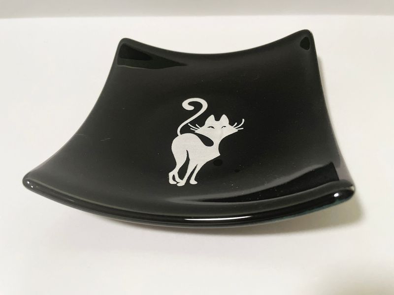 Fused Glass Cat Trinket Dish: Sassy Cat Lover Gift