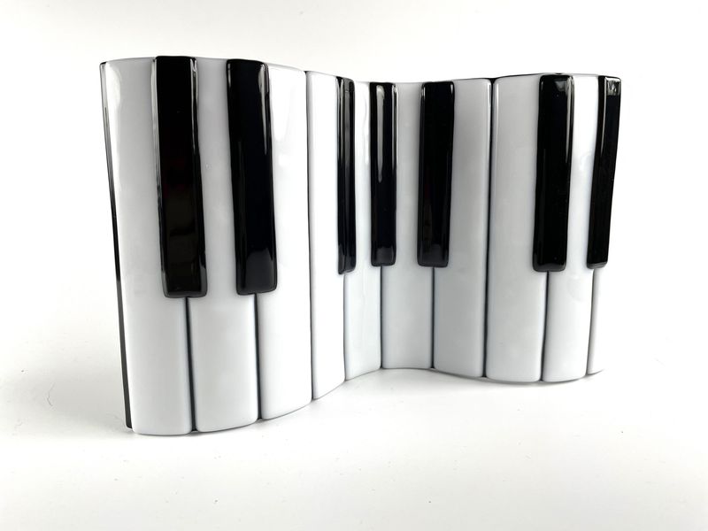 Glass Piano Free-standing Keyboard Wave, Sculpture, Glass Art, Music Gift