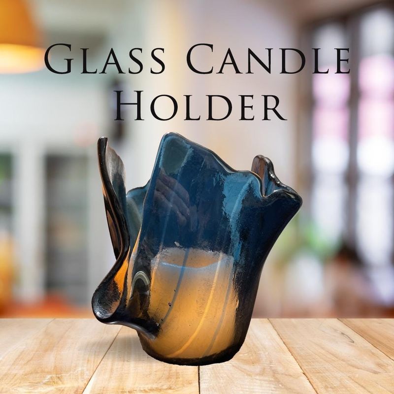 Handcrafted Fused Glass Vase, Candle Holder, Art Glass, Gift