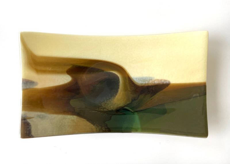One-of-a-Kind Fused Glass Tray, Appetizer Dish, Decorative Art