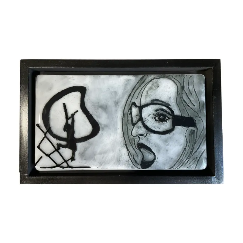 Fear of Time Running Out – Framed Fused Glass Wall Art, Powder & Enamel