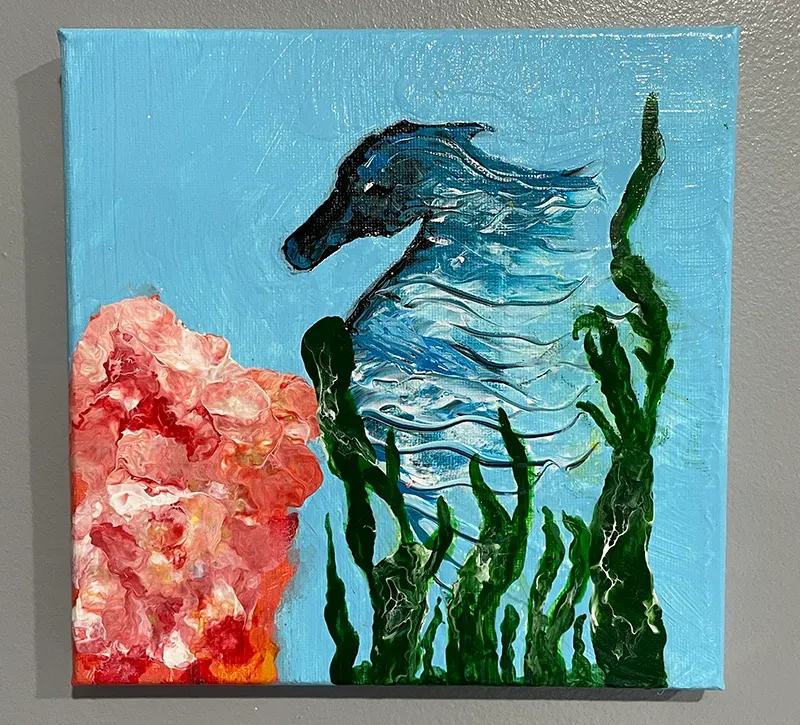 ​Tethered: Original Acrylic Painting, 8" x 8"