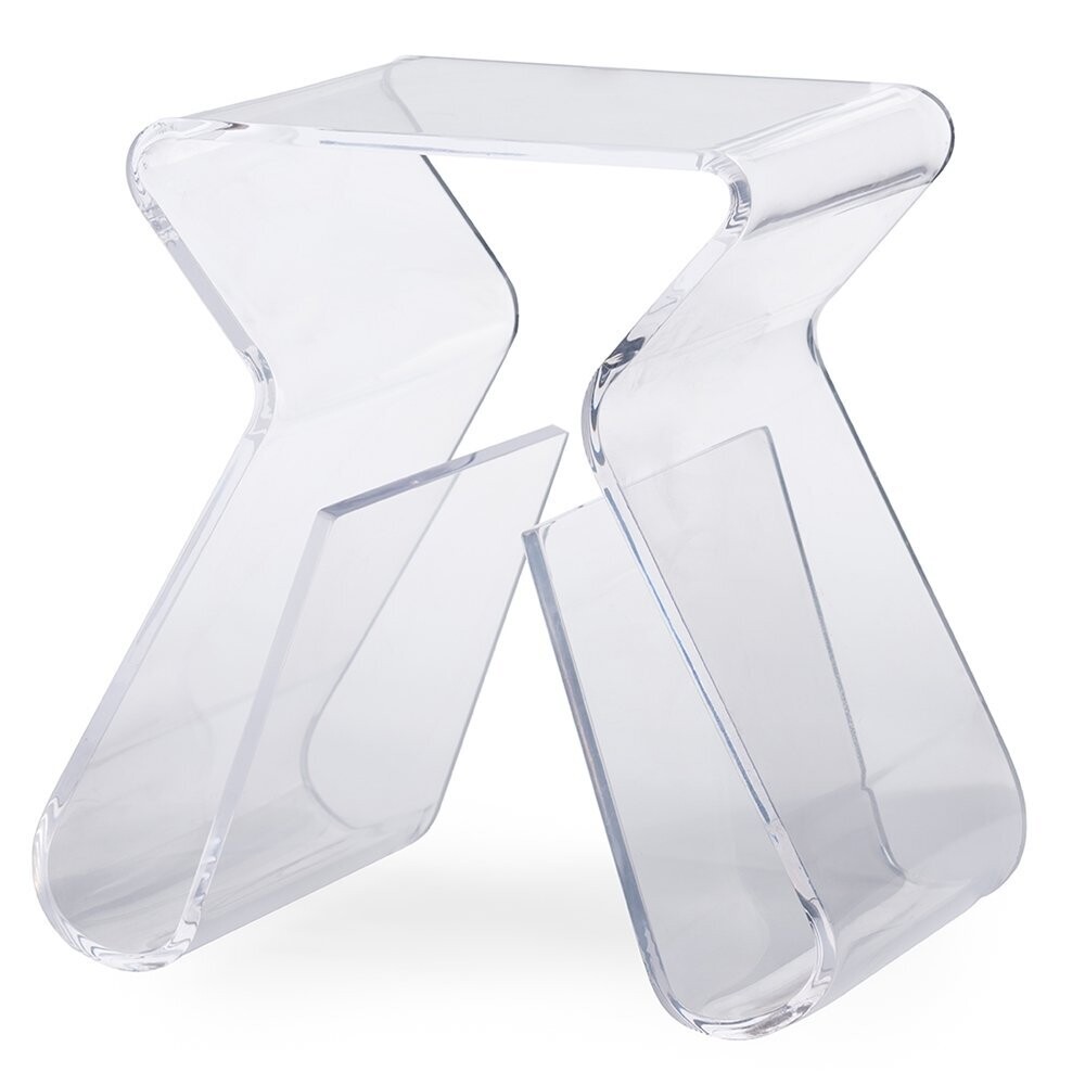 BAXTON STUDIO ACRYLIC END TABLE WITH MAGAZINE RACK