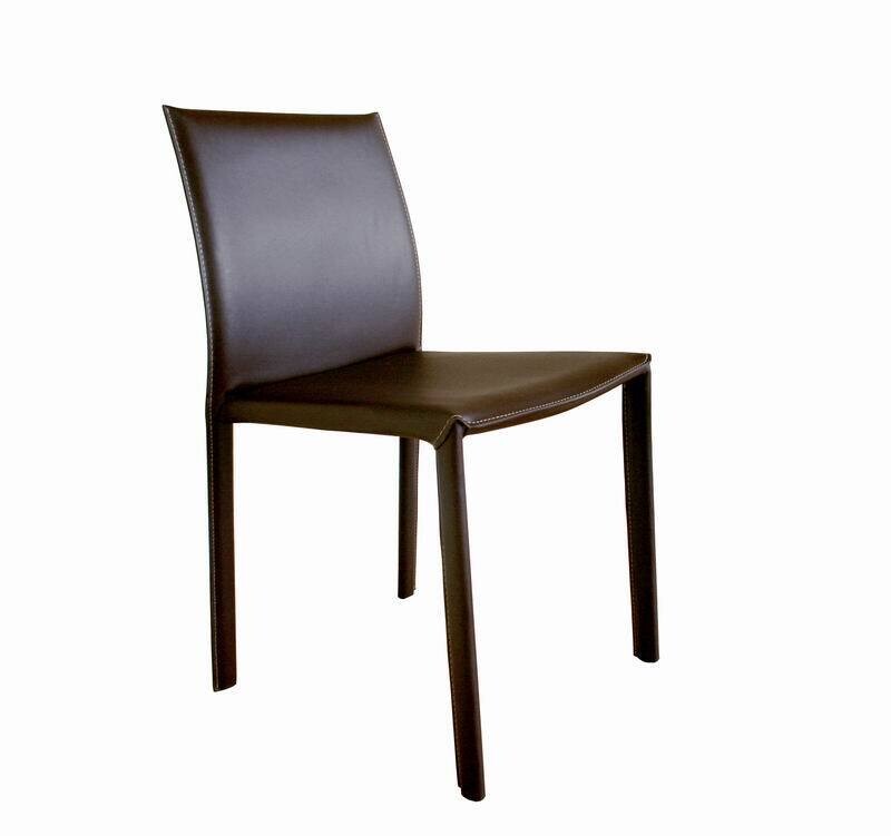 BAXTON STUDIO BROWN BURRIDGE LEATHER DINING CHAIR (SET OF 2)