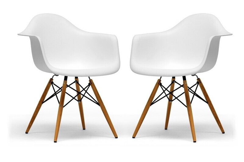 BAXTON STUDIO PASCAL WHITE PLASTIC CHAIR SET OF TWO BAXTON STUDIO PASCAL WHITE PLASTIC CHAIR SET OF TWO