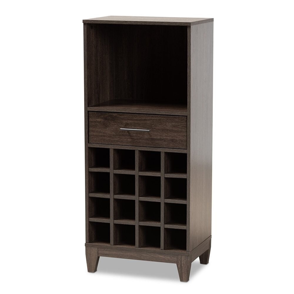 BAXTON STUDIO TRENTON MODERN AND CONTEMPORARY DARK BROWN FINISHED WOOD 1-DRAWER WINE STORAGE CABINET