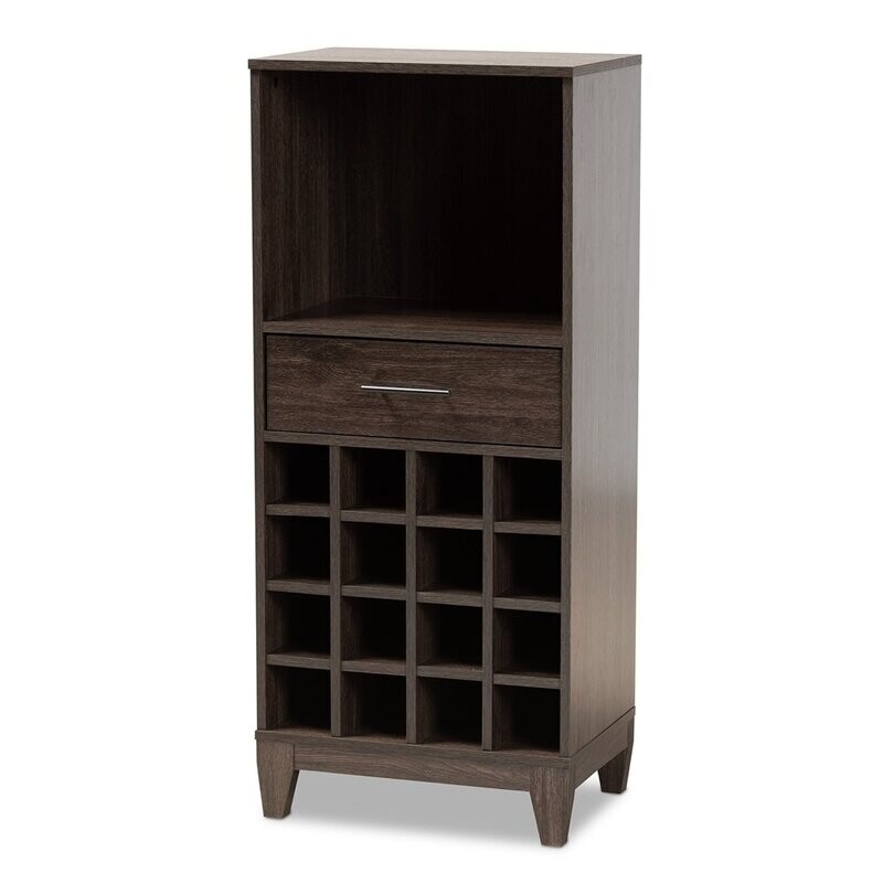 BAXTON STUDIO TRENTON MODERN AND CONTEMPORARY DARK BROWN FINISHED WOOD 1-DRAWER WINE STORAGE CABINET