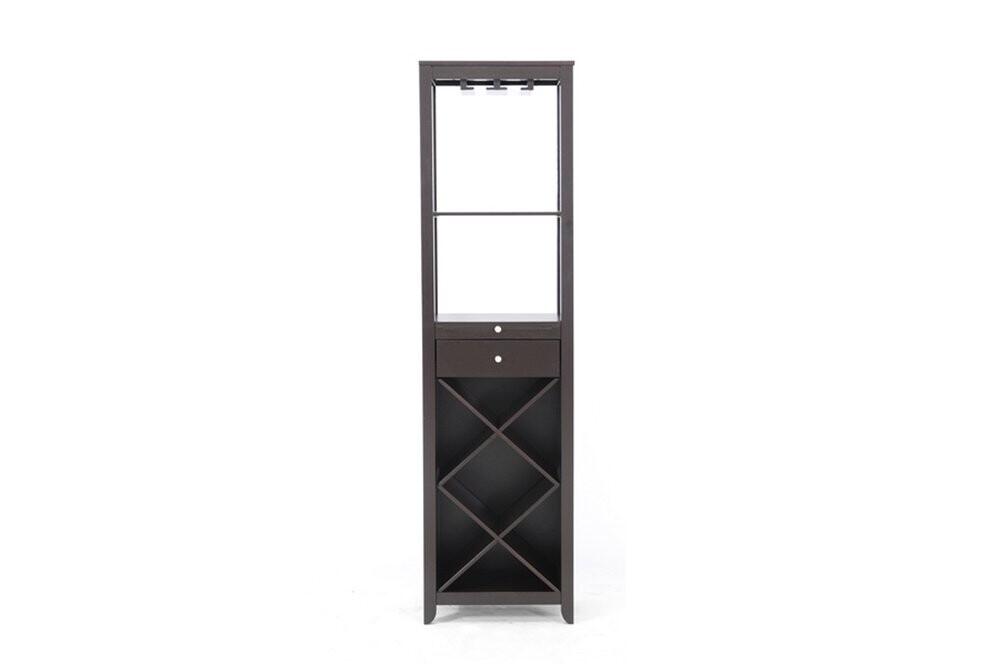 BAXTON STUDIO AUSTIN BROWN WOOD MODERN WINE TOWER