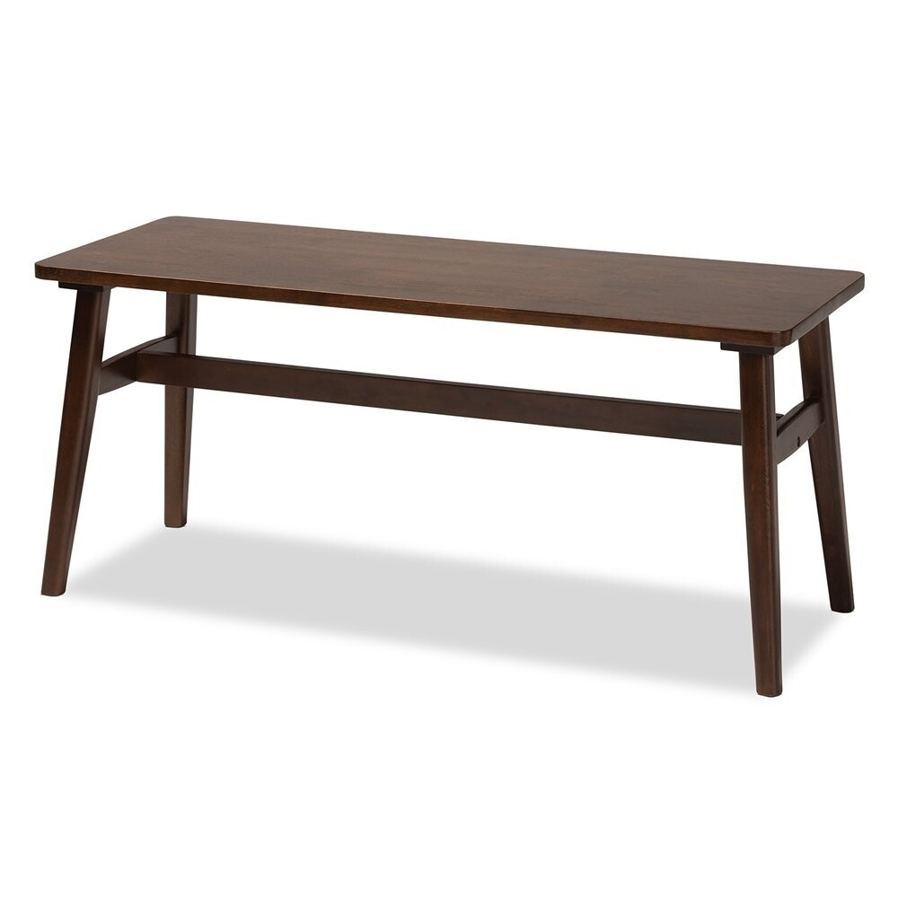 BAXTON STUDIO BOYER MID-CENTURY MODERN DARK BROWN FINISHED WOOD DINING BENCH