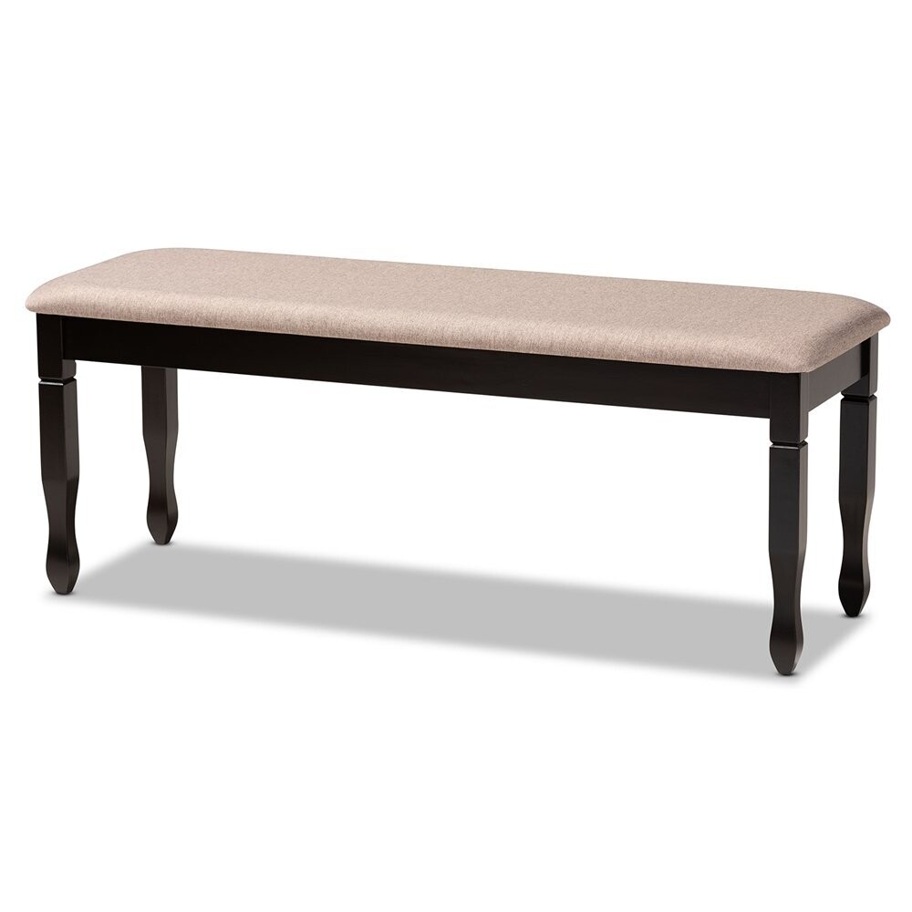 BAXTON STUDIO COREY MODERN AND CONTEMPORARY SAND FABRIC UPHOLSTERED AND DARK BROWN FINISHED WOOD DINING BENCH