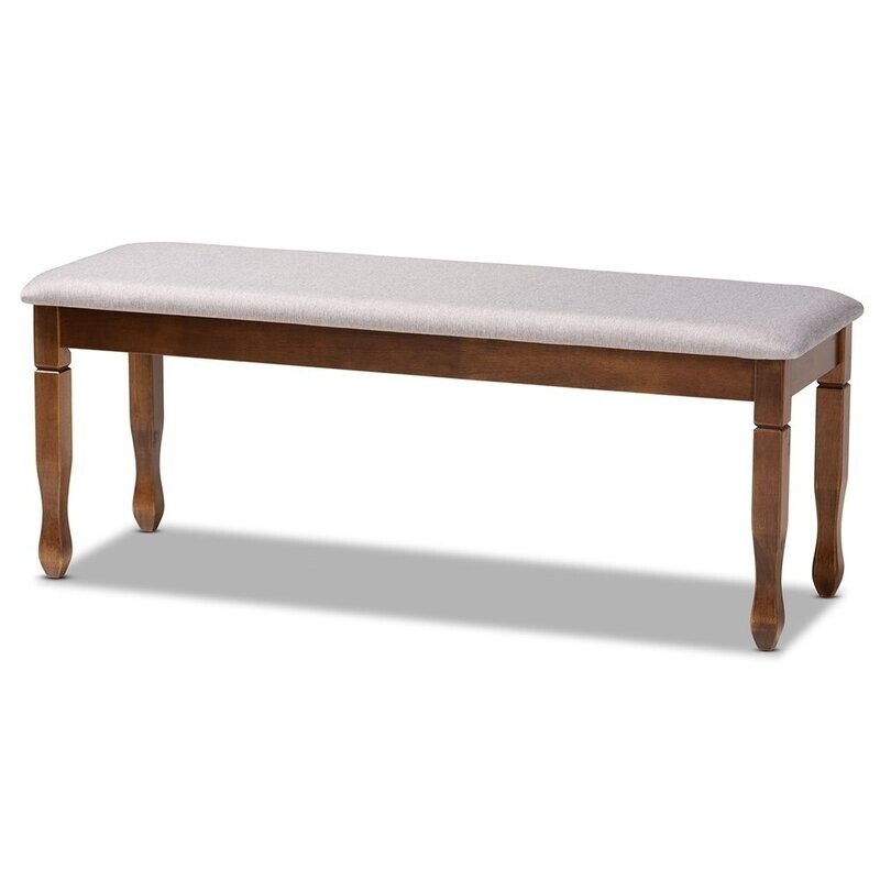 BAXTON STUDIO COREY MODERN AND CONTEMPORARY GREY FABRIC UPHOLSTERED AND WALNUT BROWN FINISHED WOOD DINING BENCH