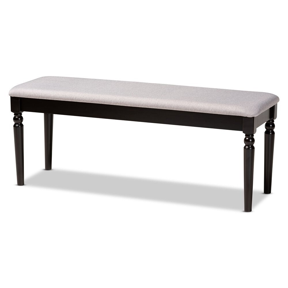 BAXTON STUDIO GIOVANNI MODERN AND CONTEMPORARY GREY FABRIC UPHOLSTERED AND DARK BROWN FINISHED WOOD DINING BENCH