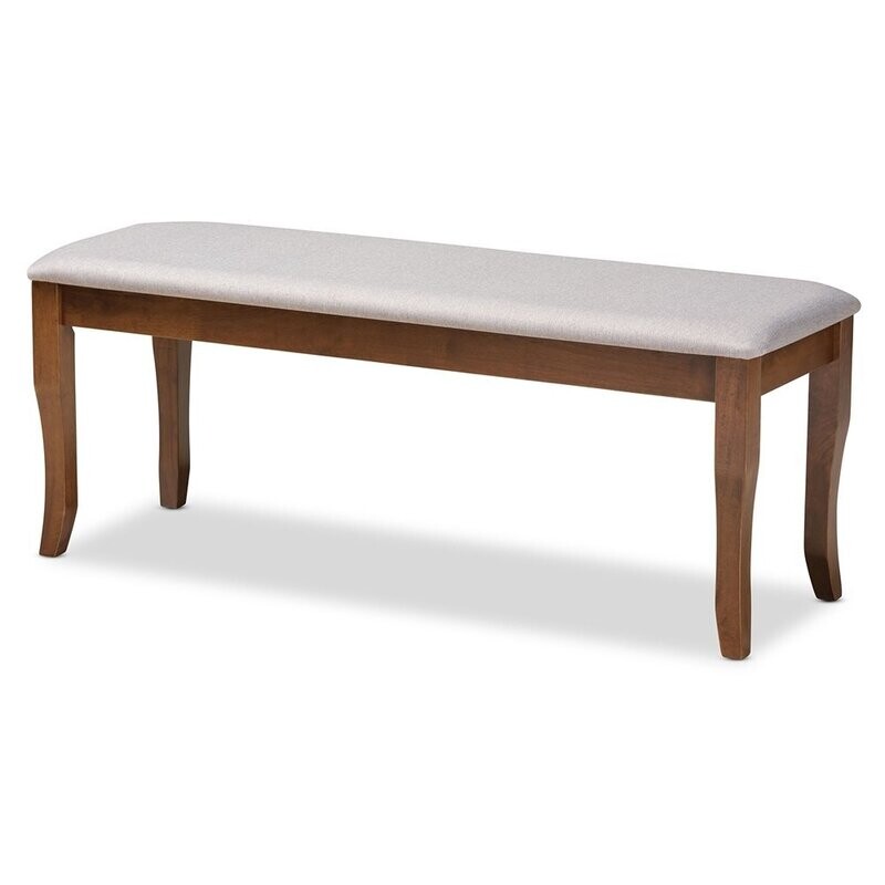 BAXTON STUDIO CORNELIE MODERN AND CONTEMPORARY TRANSITIONAL GREY FABRIC UPHOLSTERED AND WALNUT BROWN FINISHED WOOD DINING BENCH