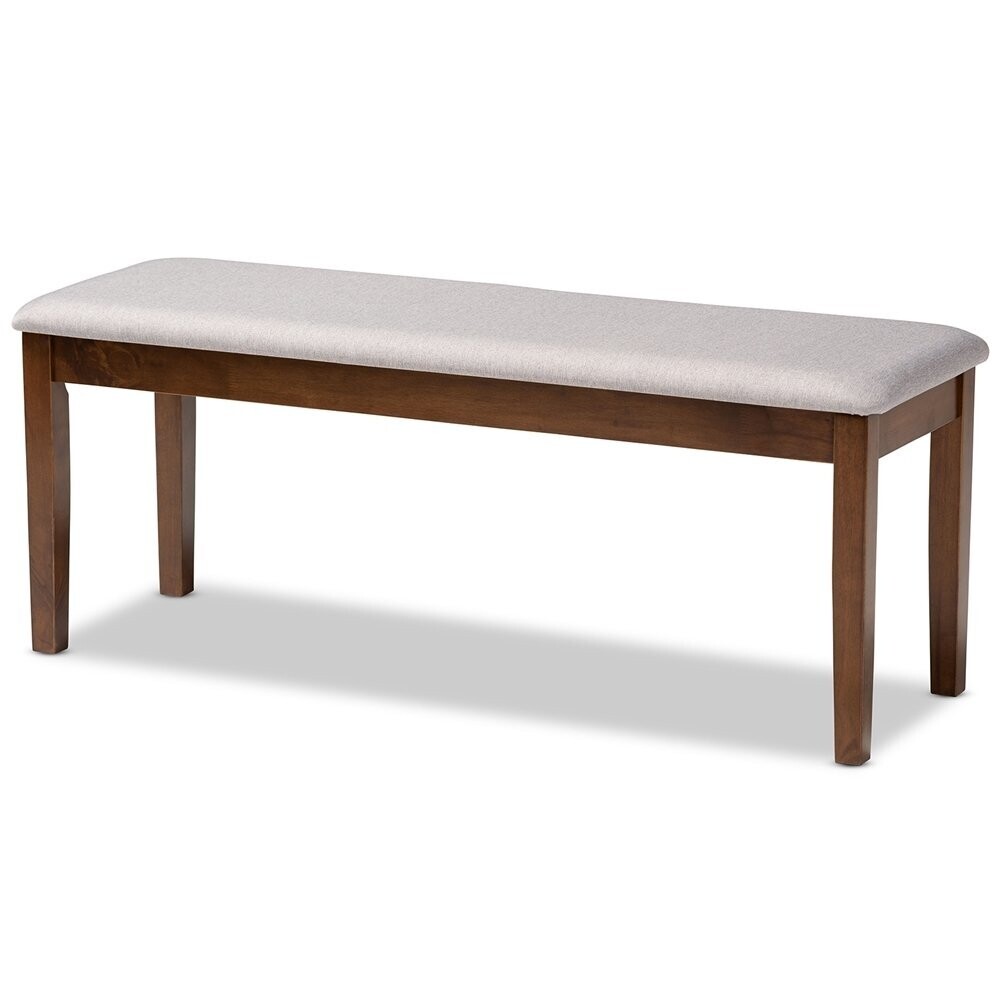 BAXTON STUDIO TERESA MODERN AND CONTEMPORARY TRANSITIONAL GREY FABRIC UPHOLSTERED AND WALNUT BROWN FINISHED WOOD DINING BENCH