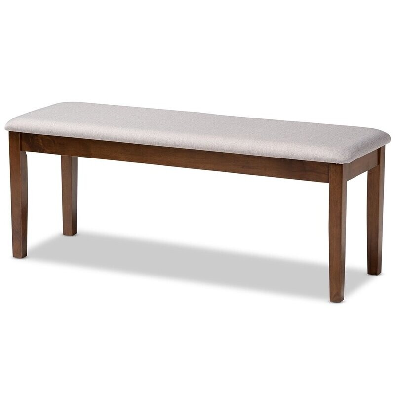 BAXTON STUDIO TERESA MODERN AND CONTEMPORARY TRANSITIONAL GREY FABRIC UPHOLSTERED AND WALNUT BROWN FINISHED WOOD DINING BENCH