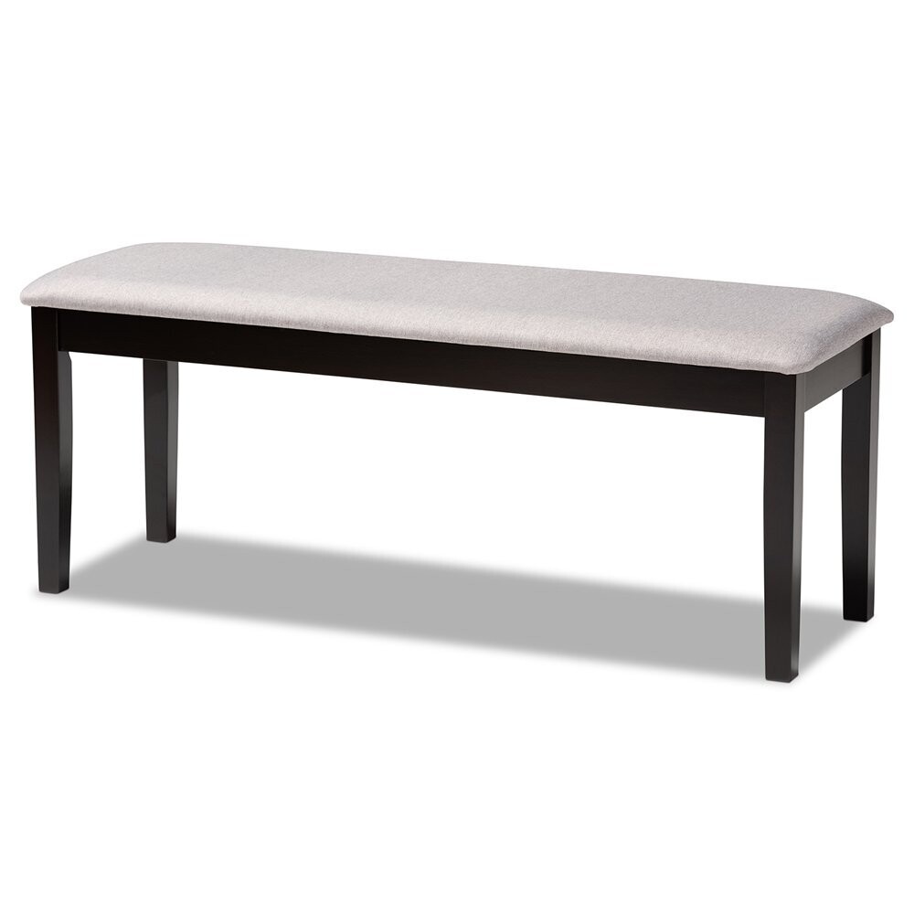 BAXTON STUDIO TERESA MODERN AND CONTEMPORARY TRANSITIONAL GREY FABRIC UPHOLSTERED AND DARK BROWN FINISHED WOOD DINING BENCH