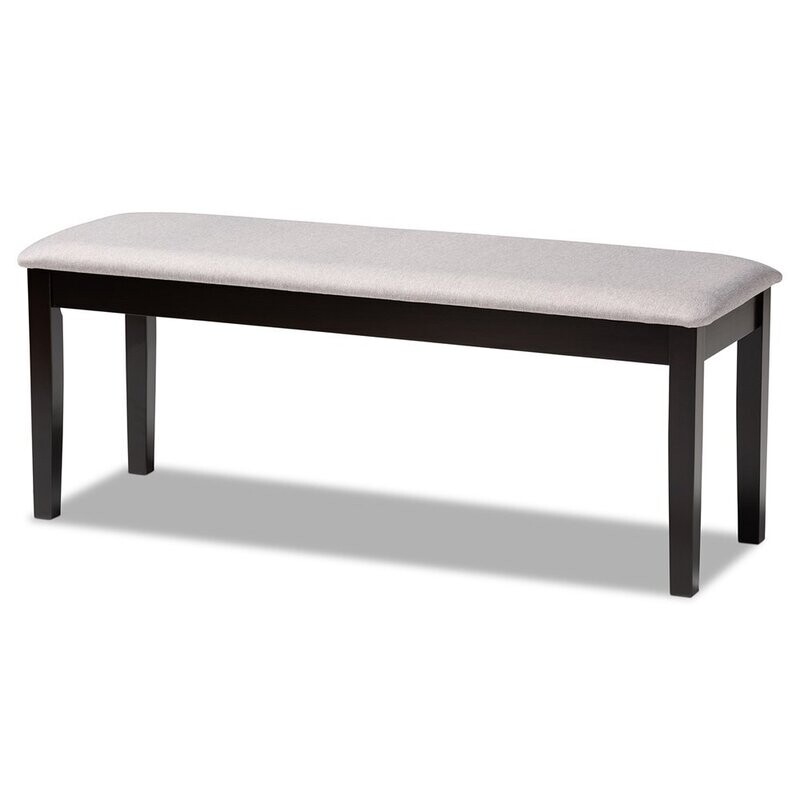 BAXTON STUDIO TERESA MODERN AND CONTEMPORARY TRANSITIONAL GREY FABRIC UPHOLSTERED AND DARK BROWN FINISHED WOOD DINING BENCH