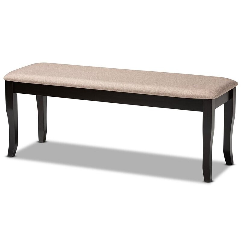 BAXTON STUDIO CORNELIE MODERN AND CONTEMPORARY TRANSITIONAL SAND FABRIC UPHOLSTERED AND DARK BROWN FINISHED WOOD DINING BENCH