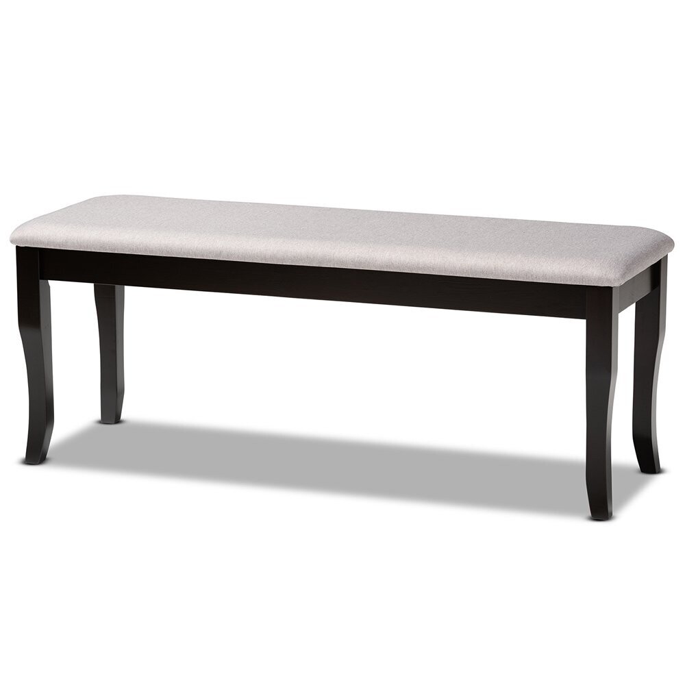 BAXTON STUDIO CORNELIE MODERN AND CONTEMPORARY TRANSITIONAL GREY FABRIC UPHOLSTERED AND DARK BROWN FINISHED WOOD DINING BENCH