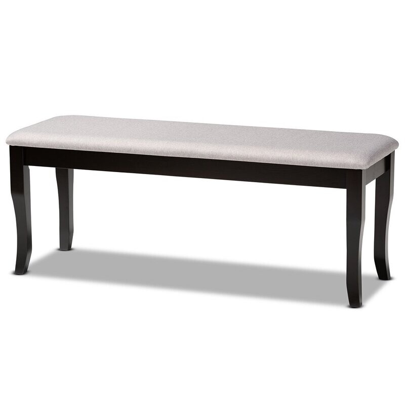 BAXTON STUDIO CORNELIE MODERN AND CONTEMPORARY TRANSITIONAL GREY FABRIC UPHOLSTERED AND DARK BROWN FINISHED WOOD DINING BENCH