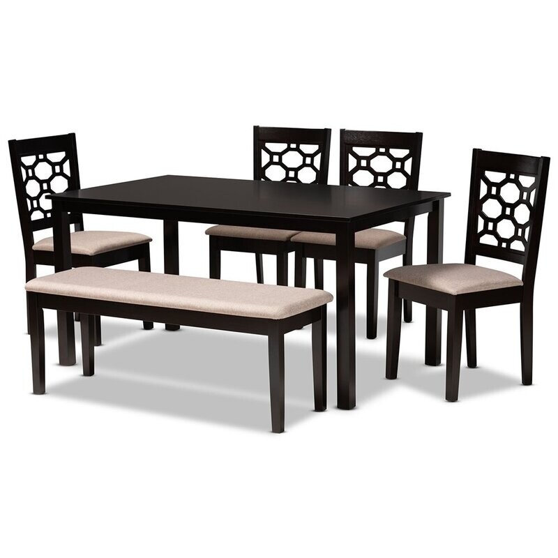 BAXTON STUDIO GABRIEL MODERN AND CONTEMPORARY SAND FABRIC UPHOLSTERED AND DARK BROWN FINISHED WOOD 6-PIECE DINING SET
Item #: RH335C-Sand/Dark Brown-6PC Dining Set BAXTON STUDIO GABRIEL MODERN AND CONTEMPORARY SAND FABRIC UPHOLSTERED AND DARK BROWN FINISHED WOOD 6-PIECE DINING SET
Item #: RH335C-Sand/Dark Brown-6PC Dining Set