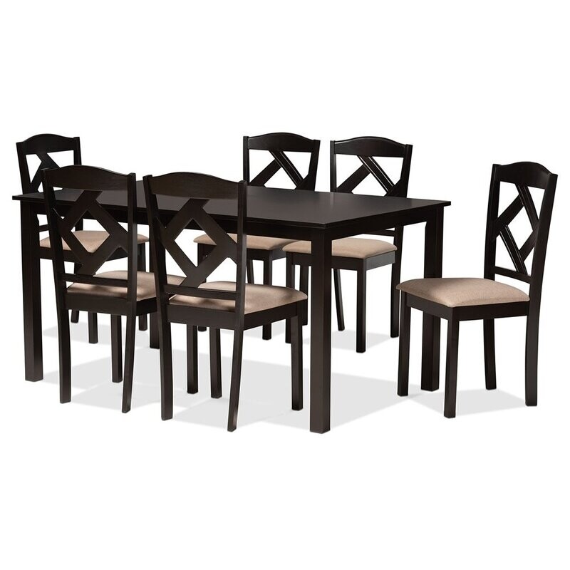BAXTON STUDIO RUTH SAND FABRIC UPHOLSTERED AND DARK BROWN FINISHED WOOD 7-PIECE DINING SET
Item #: Ruth-Sand/Dark Brown-7PC Dining Set BAXTON STUDIO RUTH SAND FABRIC UPHOLSTERED AND DARK BROWN FINISHED WOOD 7-PIECE DINING SET
Item #: Ruth-Sand/Dark Brown-7PC Dining Set