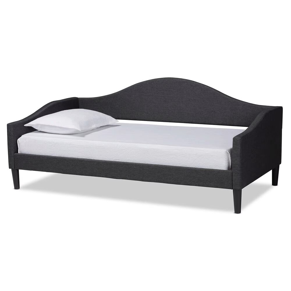 BAXTON STUDIO MILLIGAN MODERN AND CONTEMPORARY CHARCOAL FABRIC UPHOLSTERED AND DARK BROWN FINISHED WOOD TWIN SIZE DAYBED