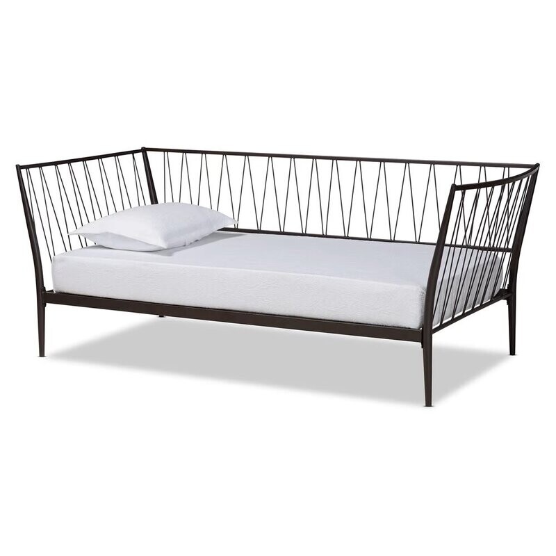 BAXTON STUDIO LYSA MODERN AND CONTEMPORARY BLACK FINISHED METAL TWIN SIZE DAYBED