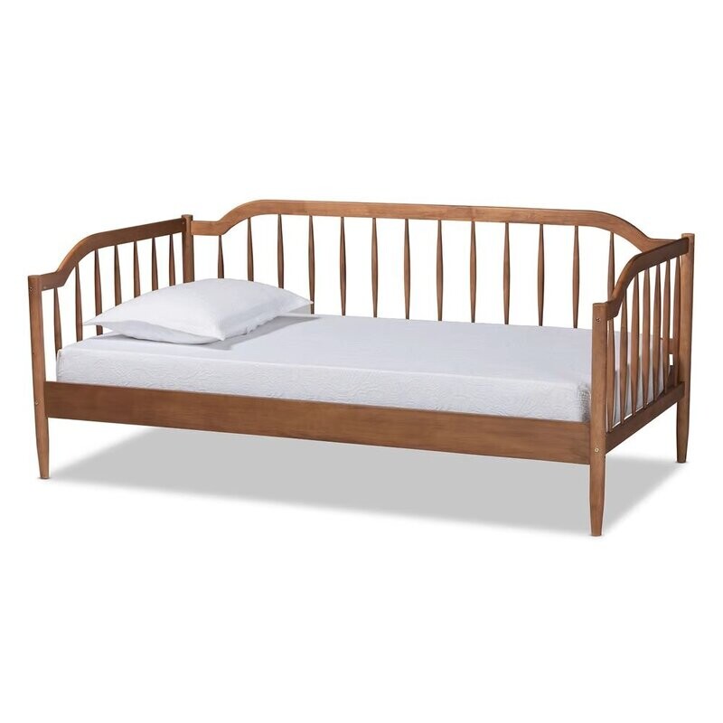 BAXTON STUDIO PARSON CLASSIC MID-CENTURY MODERN WALNUT BROWN FINISHED WOOD TWIN SIZE DAYBED