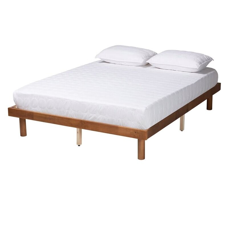 BAXTON STUDIO WINSTON MID-CENTURY MODERN WALNUT BROWN FINISHED WOOD FULL SIZE PLATFORM BED FRAME