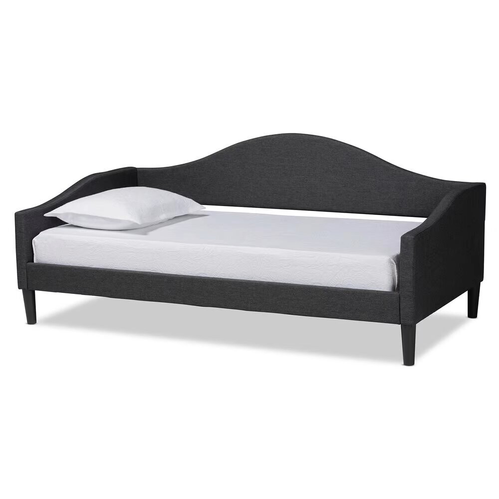 BAXTON STUDIO MILLIGAN MODERN AND CONTEMPORARY CHARCOAL FABRIC UPHOLSTERED AND DARK BROWN FINISHED WOOD FULL SIZE DAY