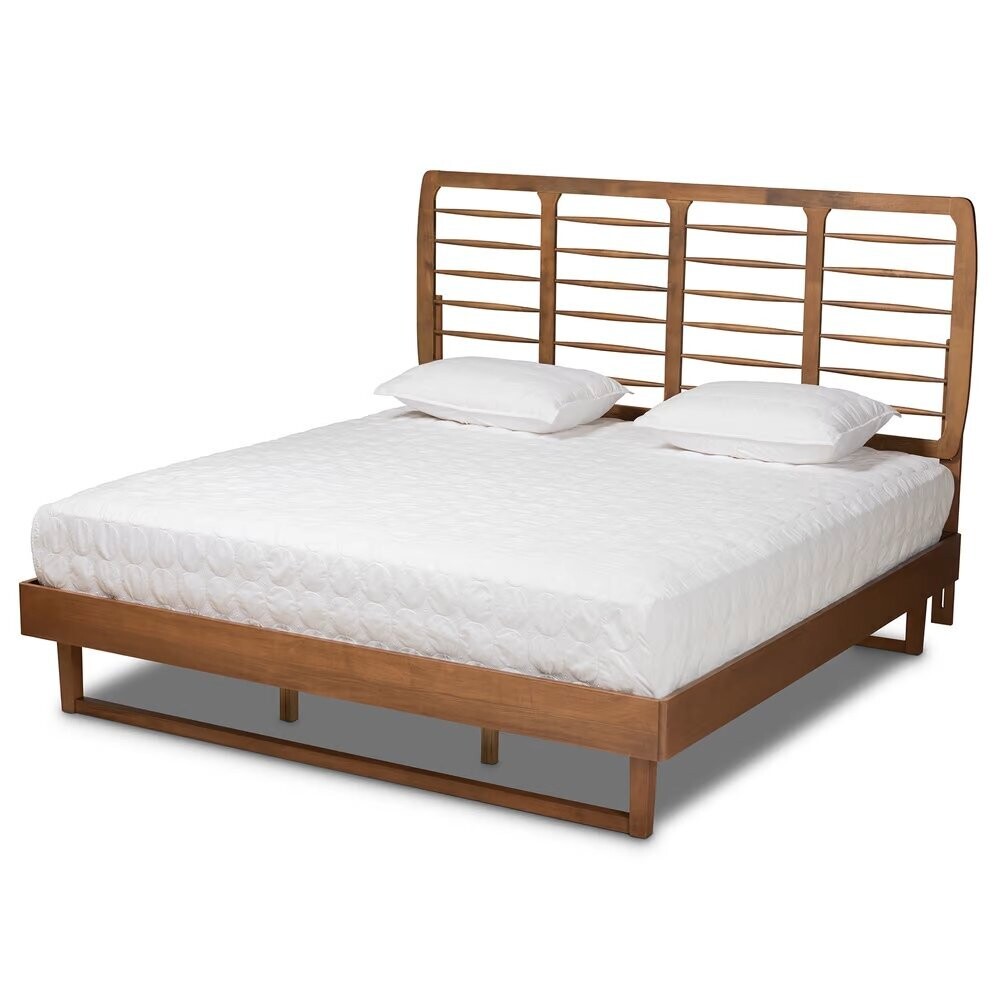 BAXTON STUDIO LUCIE MODERN AND CONTEMPORARY WALNUT BROWN FINISHED WOOD KING SIZE PLATFORM BED