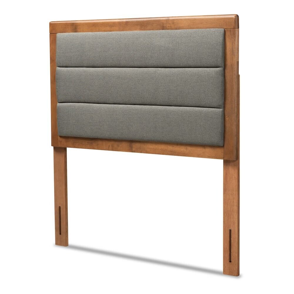 BAXTON STUDIO DEXTER MODERN AND CONTEMPORARY DARK GREY FABRIC UPHOLSTERED AND WALNUT BROWN FINISHED WOOD TWIN SIZE HEADBOARD

Item #: MG9732-Dark Grey/Walnut-Twin-HB