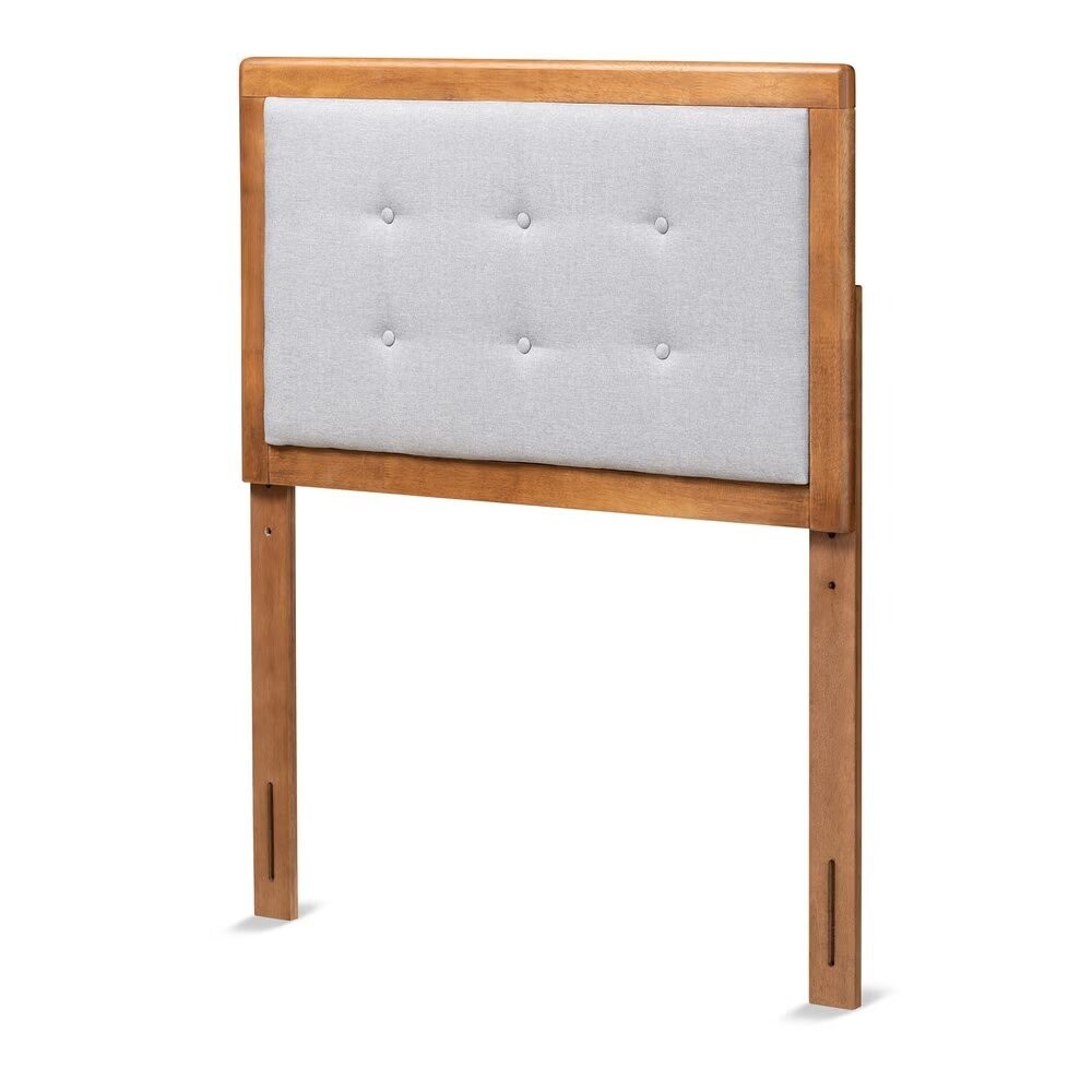 BAXTON STUDIO SARINE MID-CENTURY MODERN LIGHT GREY FABRIC UPHOLSTERED AND WALNUT BROWN FINISHED WOOD TWIN SIZE HEADBOARD

Item #: MG97053-Light Grey/Ash Walnut-HB-Twin