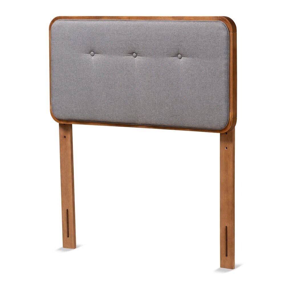 BAXTON STUDIO PALINA MID-CENTURY MODERN DARK GREY FABRIC UPHOLSTERED AND WALNUT BROWN FINISHED WOOD TWIN SIZE HEADBOARD

Item #: MG3000PC-Dark Grey/Ash Walnut-HB-Twin