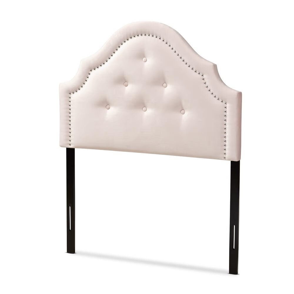 BAXTON STUDIO CORA MODERN AND CONTEMPORARY LIGHT PINK VELVET FABRIC UPHOLSTERED TWIN SIZE HEADBOARD