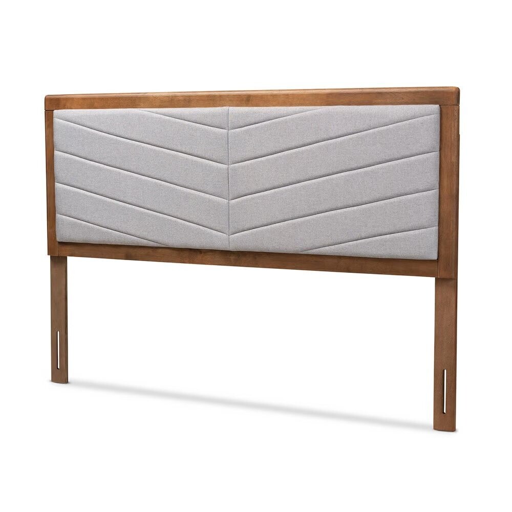 BAXTON STUDIO IDEN MODERN AND CONTEMPORARY LIGHT GREY FABRIC UPHOLSTERED AND WALNUT BROWN FINISHED WOOD FULL SIZE HEADBOARD

Item #: MG9733-Light Grey/Walnut-Full-HB