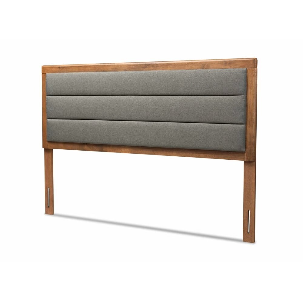 BAXTON STUDIO DEXTER MODERN AND CONTEMPORARY DARK GREY FABRIC UPHOLSTERED AND WALNUT BROWN FINISHED WOOD FULL SIZE HEADBOARD

Item #: MG9732-Dark Grey/Walnut-Full-HB